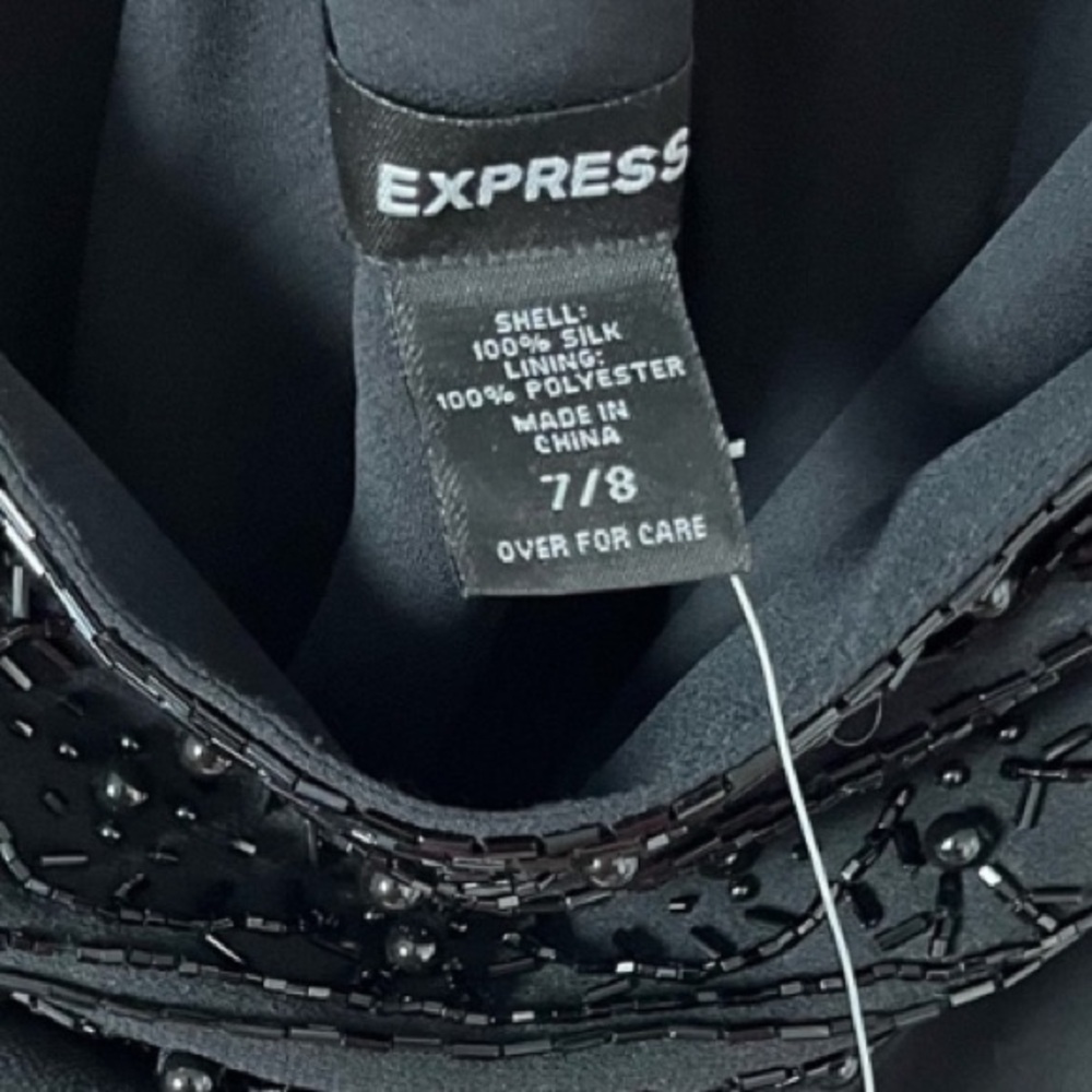Vintage Express Black Silk Beaded Dress - Picture 6 of 7